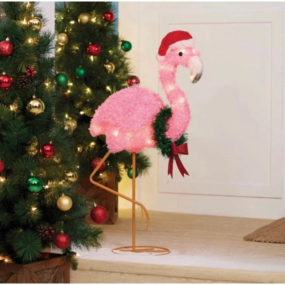 Holiday Light-Up Plush Flamingo 32